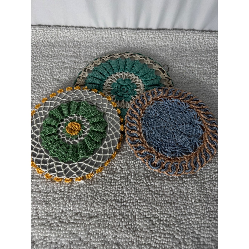 Ballonoff Hot‎ Mat Burner Pad Insulated Trivet Set VTG Kitchen Crochet Covers 3